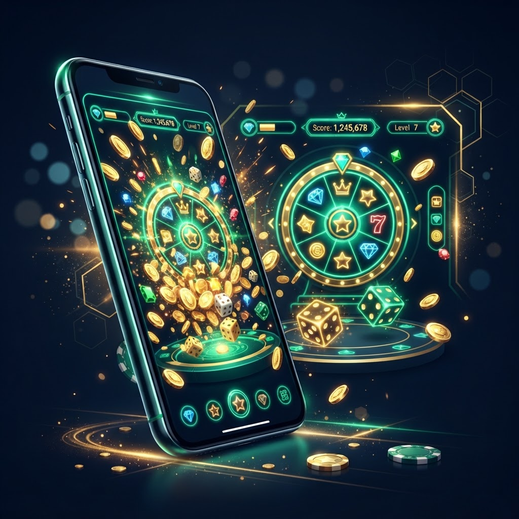XX7 Game app shown on a smartphone with coins and arcade interface
